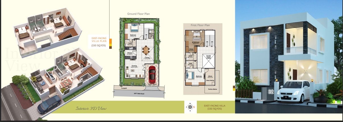 luxury 3bhk villa for sale at kowkoor, yapral,hyderabad
